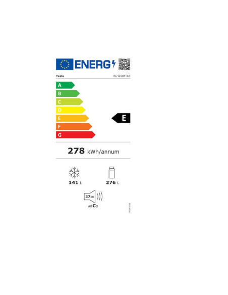 TESLA RC4200FTE 185x70x67 cm 276lt E CLASS ΛΕΥΚΟΣ