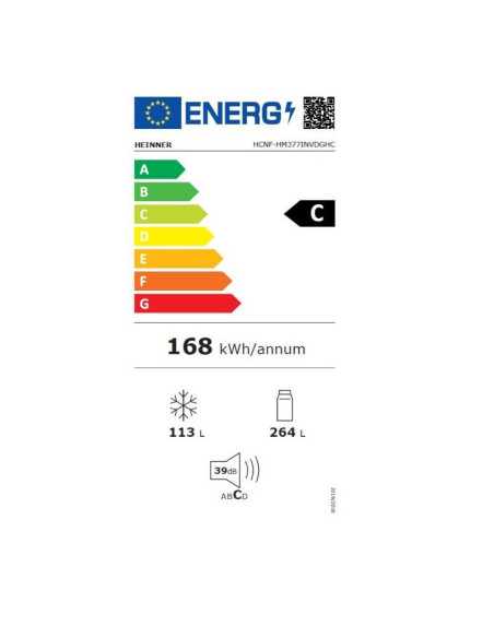 HEINNER HCNF-HM377INVDGHC 201x60x68 C CLASS ΓΚΡΙ