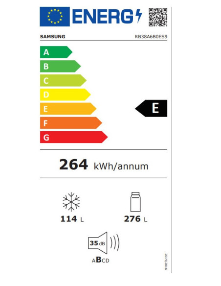 SAMSUNG RB38A6B0ES9/EF NO FROST 203x60 E CLASS INOX
