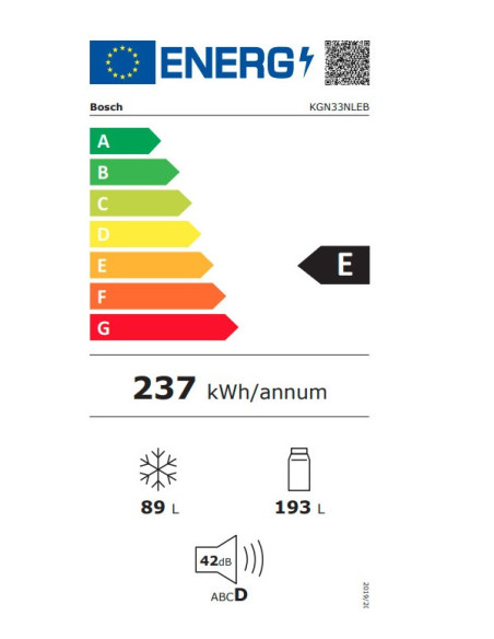 BOSCH KGN33NLEB 1.76χ60 NF INOX E CLASS