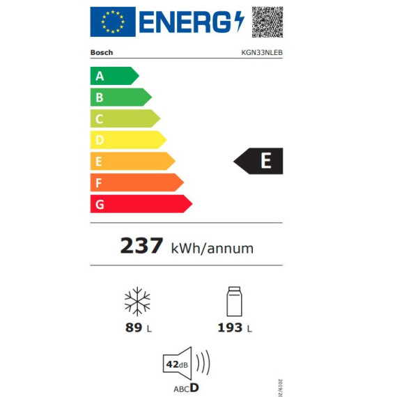 BOSCH KGN33NLEB 1.76χ60 NF INOX E CLASS